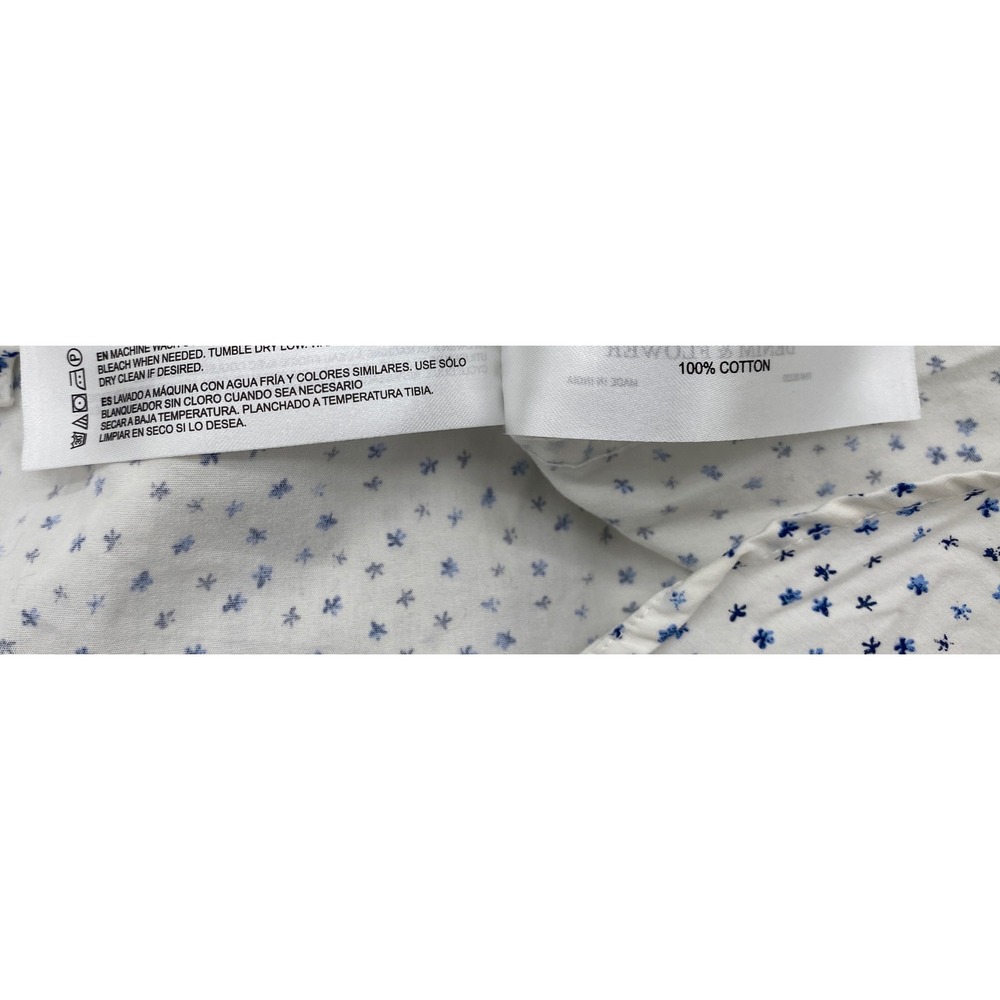 Denim & Flower Ricky Singh Mens Large White Blue Star Print Cotton Button Shirt - Picture 5 of 10